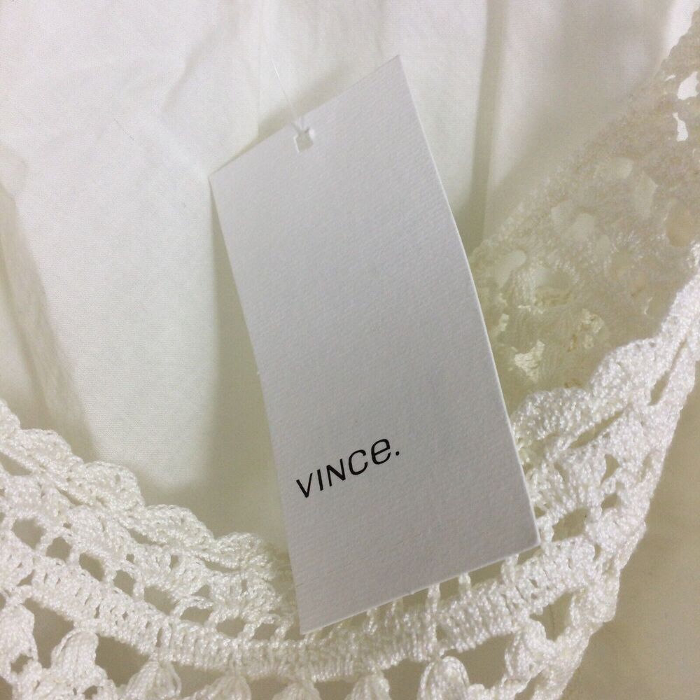 Vince Cotton Sleeveless Crochet Knit Strap Square Neck Tank Top Ivory Small NWT - Picture 6 of 12